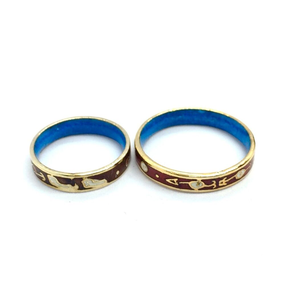 Vintage Cloisonne Ring Set Enamel